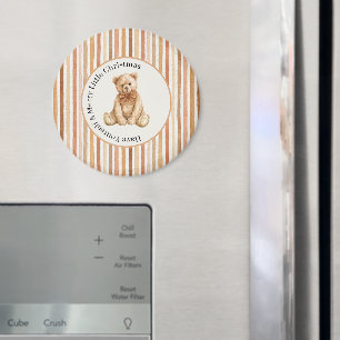 Latte Cocoa Blush Streifen Teddybär Weihnachten Magnet