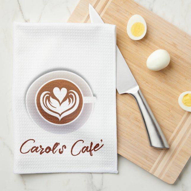 Latte Coffee Café Geschirrtuch (Viertel Falte)