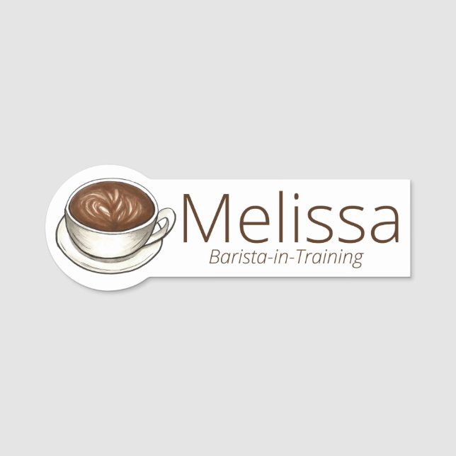 Latte Coffee Cup Barista Cappuccino Espresso Drink Namensschild (Vorderseite)