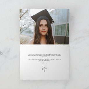 Latte Elegante Script Abschluss Foto + Meldung Dankeskarte