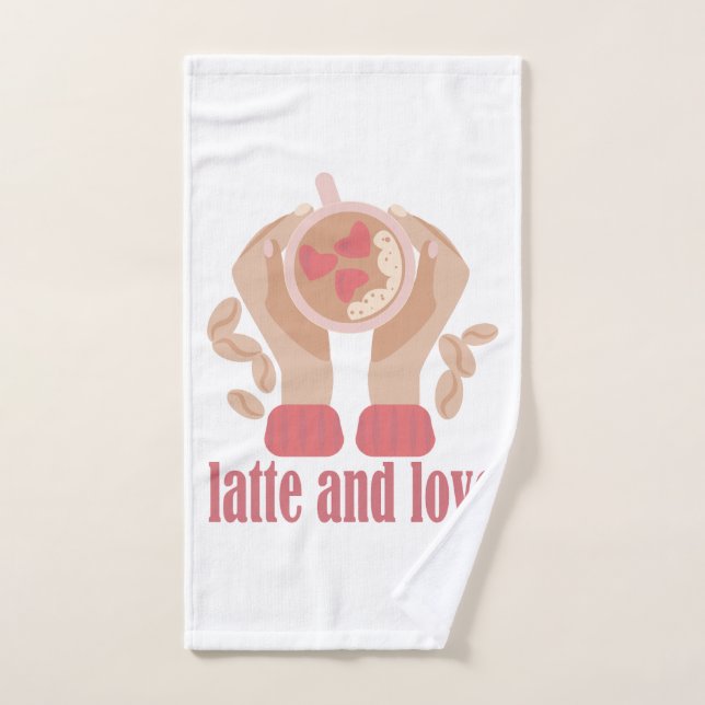 Latte et coupe d'amour, mains et citation de café (Serviette à main)