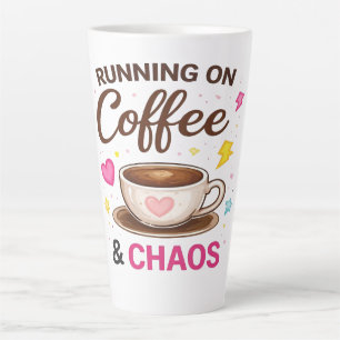 Latte Fonctionne au Café & Chaos — Design de Tasse à Caf