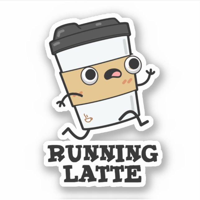 Latte Funny Coffee Pub läuft Aufkleber (Vorderseite)