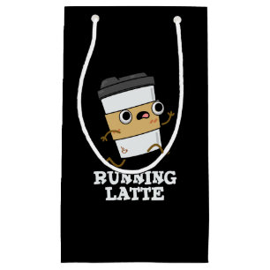 Latte Funny Coffee Pun Dark BG läuft Kleine Geschenktüte