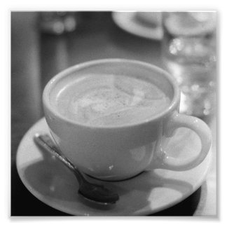 Latte Kaffee schwarz und weiß Fotodruck
