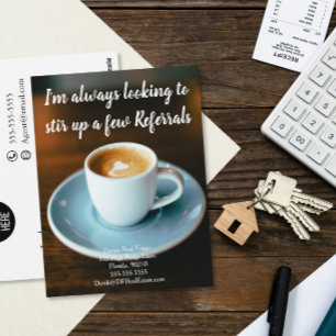 Latte-Kunden Empfehlung Immobilienmarketing verkau Postkarte