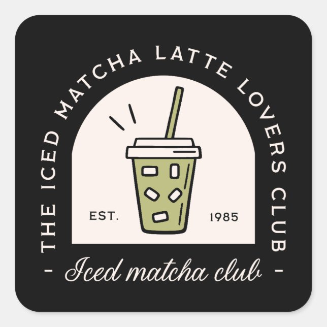 Latte-Liebhaber von Iced Matcha Quadratischer Aufkleber (Vorderseite)