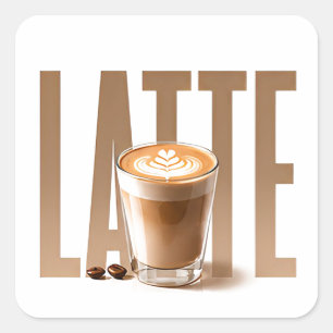 Latte Luxus-Kffee-Editorial-Grafik Quadratischer Aufkleber