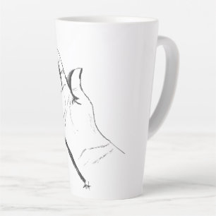 Latte main noire et blanche sur une tasse à café