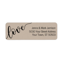 Latte Mocha Schwarze Liebe Schrift Rücksendeadress