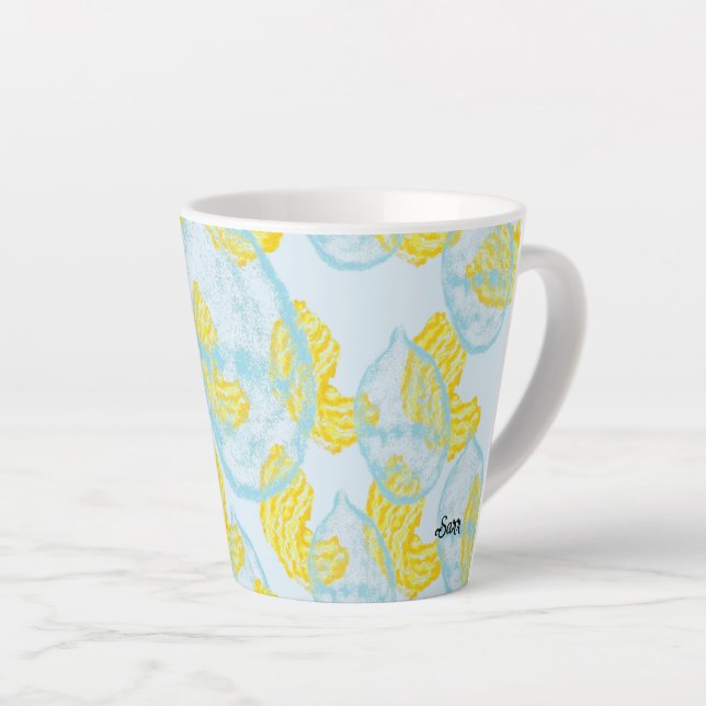 Latte Mug : Boucles de pluie de chips de pommes de (Angle droit)