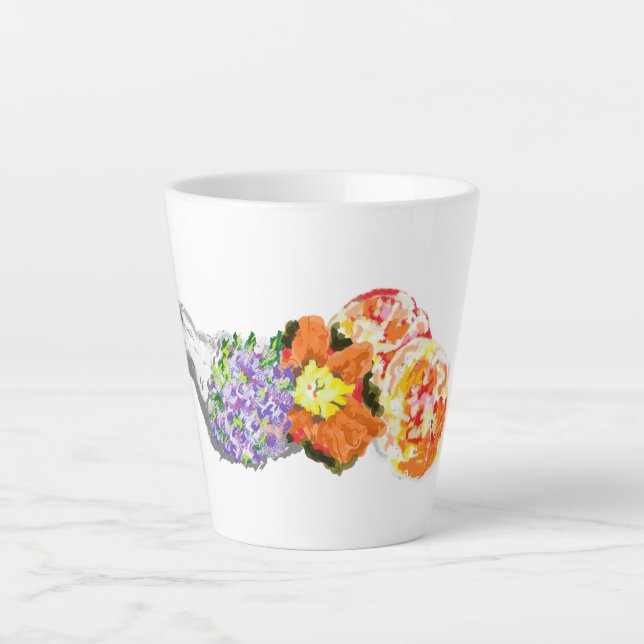 Latte Mug : Bouquet de fleurs aux fruits (Devant)