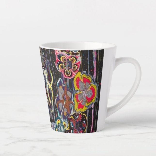 Latte Mug – Elegant Floral Art Cup, Perfect Christ (Droite)