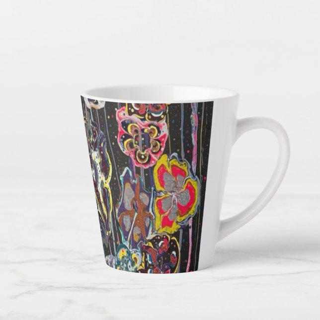 Latte Mug – Elegant Floral Art Cup, Perfect Christ (Droite)