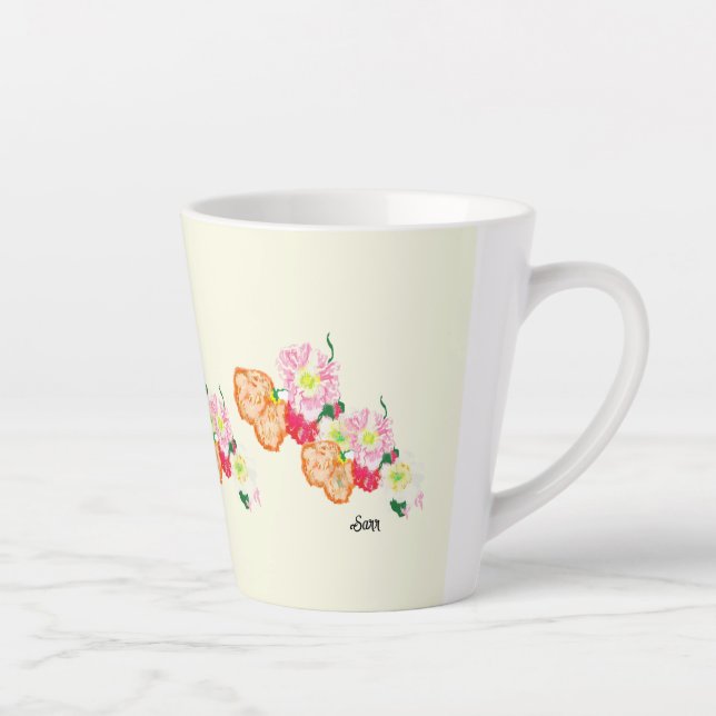 Latte Mug : Fleurs de pavot (Droite)