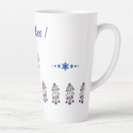 Latte Mug Hanoukka thème avec fleurs menorah