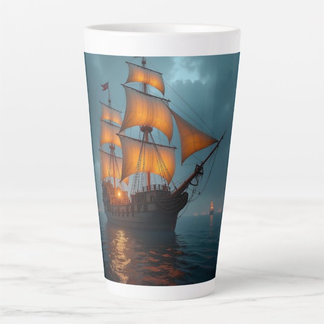 Latte Mug (Majestic Ship at Sea) Milchtasse (Vorderseite)