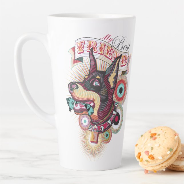 Latte Mug – Urban Loyalty Doberman Pop-Art Design Milchtasse (Beispiel)
