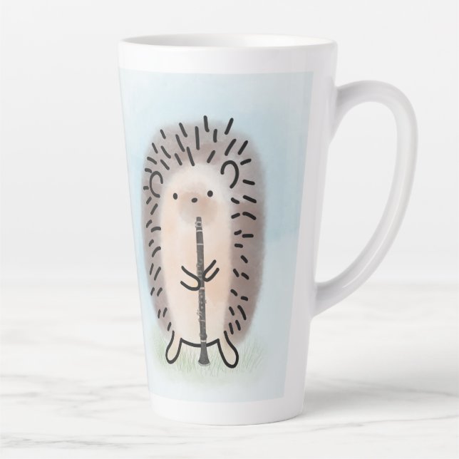 Latte Mug with Hedgehog Playing Clarinet (Droite)