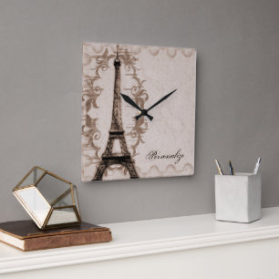 Latte Paris Schmutz-Wanduhr Quadratische Wanduhr