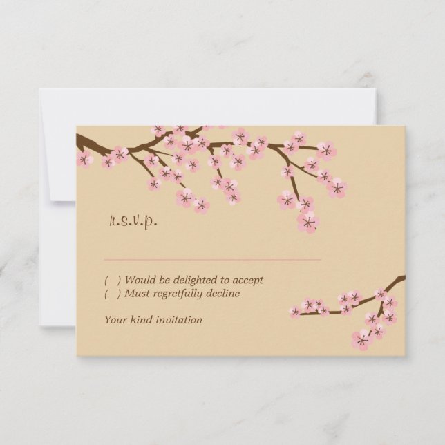 Latte & Pink Cherry Blossom UAWG mit Umschlägen RSVP Karte (Vorderseite)