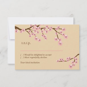 Latte & Pinker Kirschblüten-RSVP mit Umschlägen RSVP Karte
