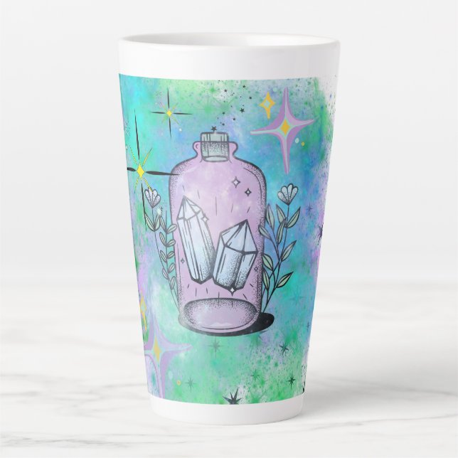 Latte Potion en cristal grande tasse en latte, sorcière, (Devant)