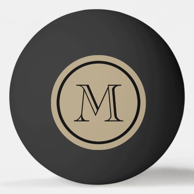 Latte Solid Color Black Custom Monogram Tischtennisball (Vorderseite)