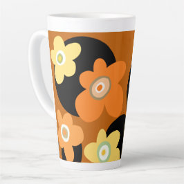 Latte Tasse à café à motif floral marron