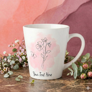 Latte Tasse à café personnalisée aquarelle rose moderne