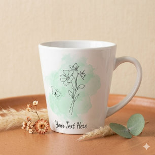 Latte Tasse à café personnalisée aquarelle verte moderne