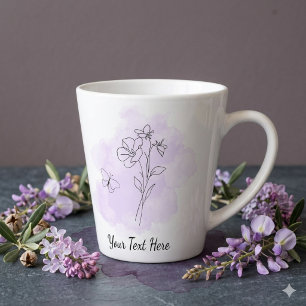 Latte Tasse à café personnalisée aquarelle violet modern