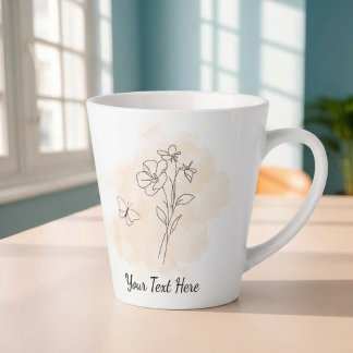 Latte Tasse à café personnalisée moderne beige à l'aquar