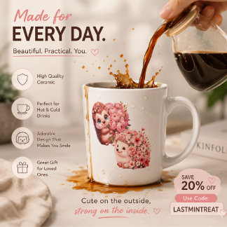 Latte Tasse à expresso hérisson romantique mignonne – Co