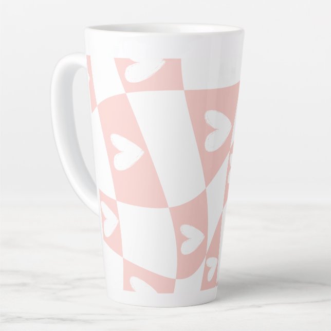 Latte Tasse Cœur Abstrait Rose Clair – Esthétique Minima (Angle gauche)