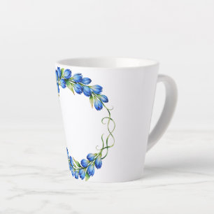 Latte Tasse Couronne Fleurie Bleue