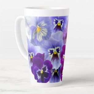 Latte Tasse de café florale Pansy Violet