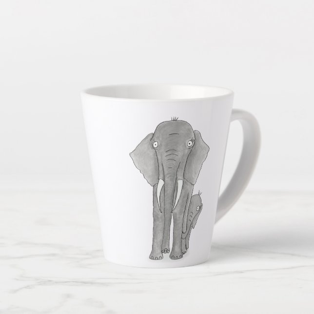 Latte Tasse der Mutter und des Babyelefanten (Rechte Ecke)