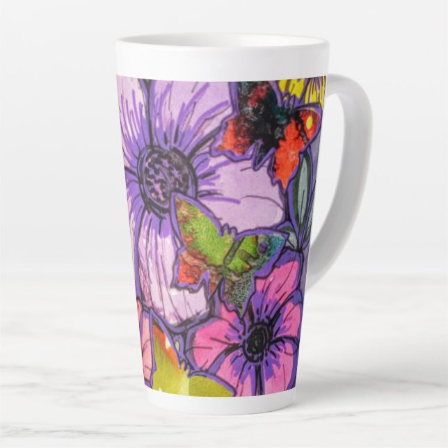 Latte Tasse des Blumendesigns (Rechte Ecke)