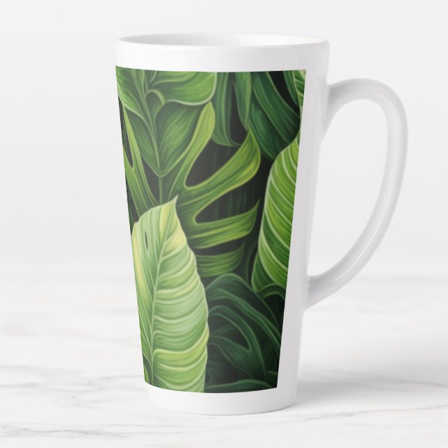 Latte Tasse - Große Tasse mit Blattdesign (Rechts)