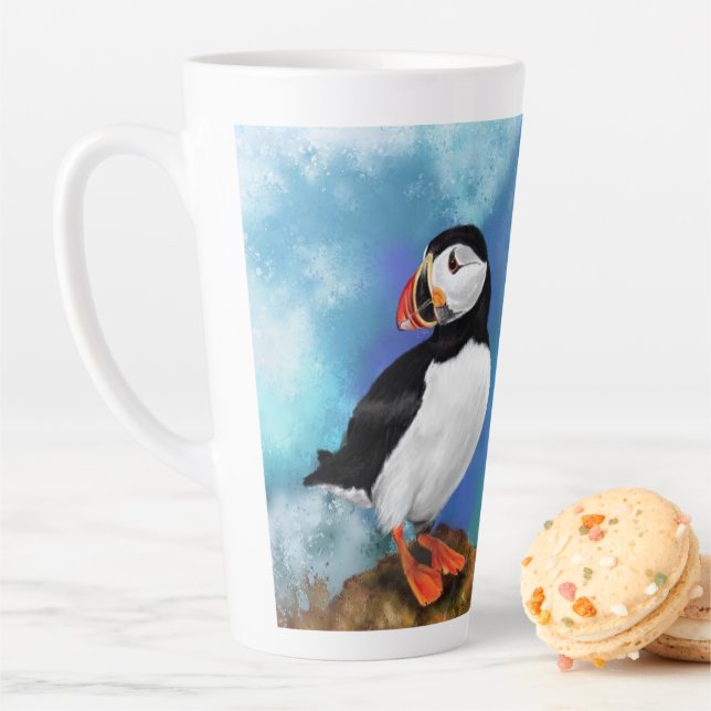 Latte Tasse Macareux Atlantique - Bec de Clown (En situation)