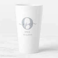 Tasse Opa Elegant Script Monogramme Gris Blanc Lat