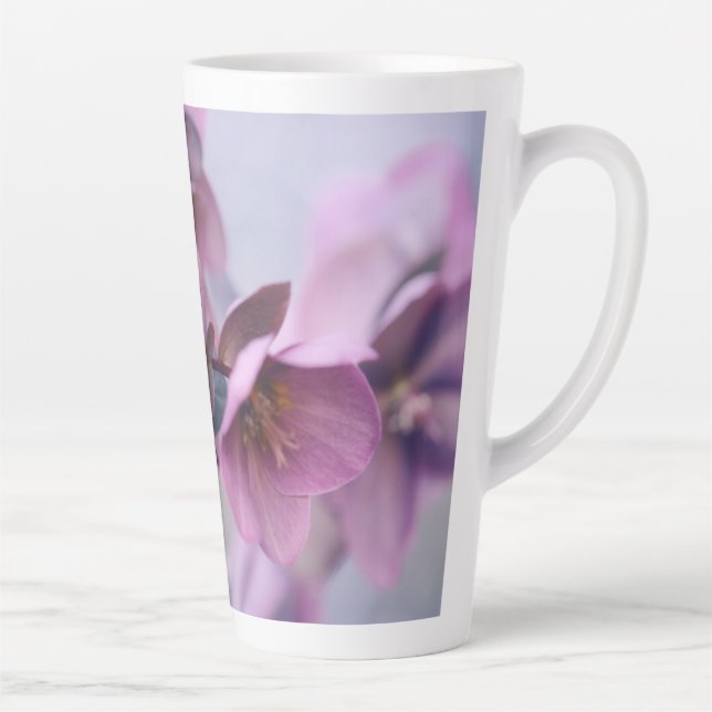 Latte Tasse Schöne rosa Blume Design Kunst (Rechts)