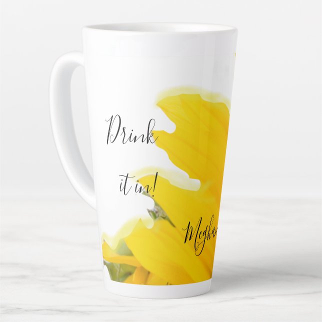 Latte Tasse, Sonnenblume, persönlich Milchtasse (Linke Ecke)