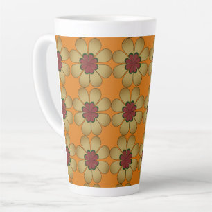 Latte-Tasse - stilisierte Gänseblümchen auf Orange Milchtasse