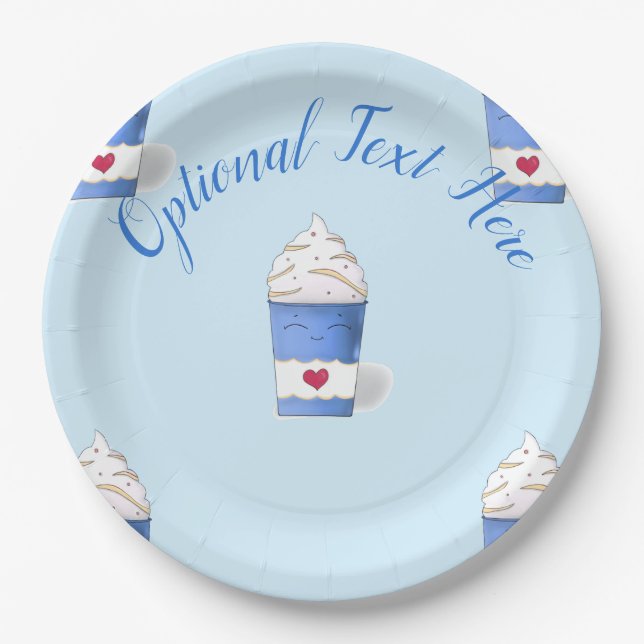 Latte & Whipped Cream (Blau) Pappteller (Vorderseite)