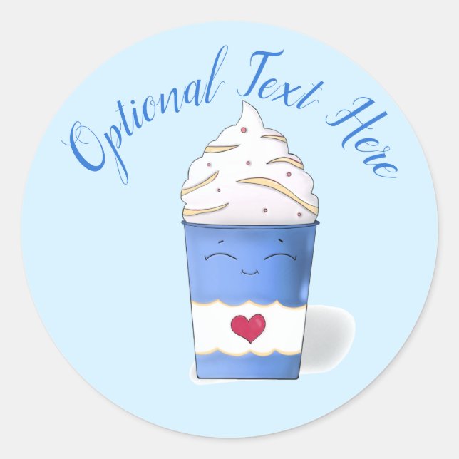 Latte & Whipped Cream (Blau) Runder Aufkleber (Vorderseite)