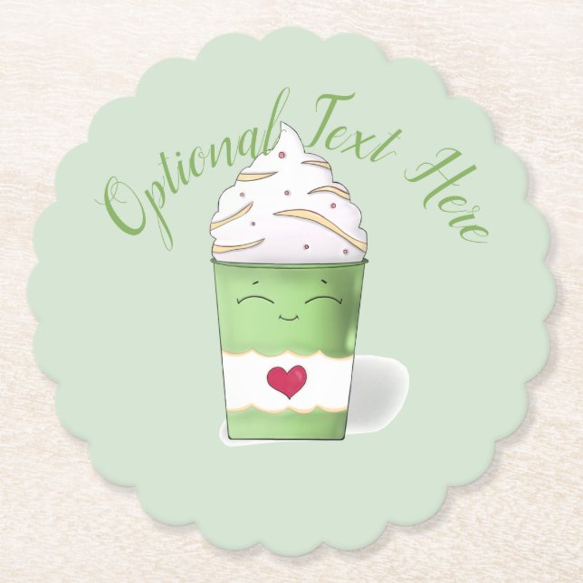 Latte & Whipped Cream (grün) Untersetzer (Vorderseite)