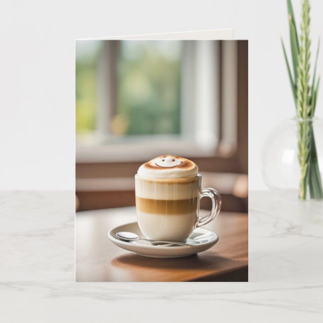 Latte zum Geburtstag lächeln Karte (Vorderseite)