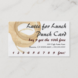 Latte zum Mittagessen Kaffee Getränk Lochkarte Treuekarte